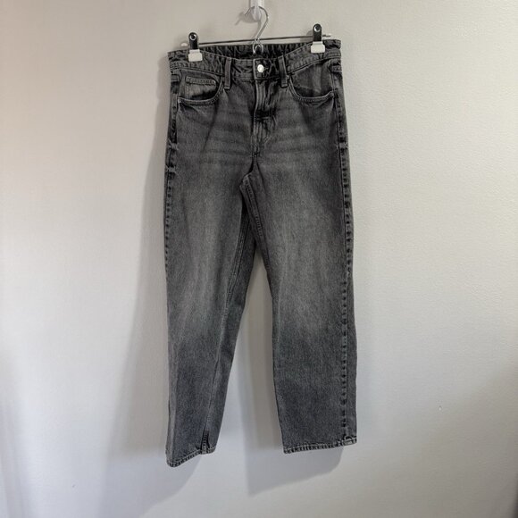 &Denim H&M Baggy Low Rise Jeans 4 Black Gray Wash Ankle Rigid Grunge - Picture 1 of 7